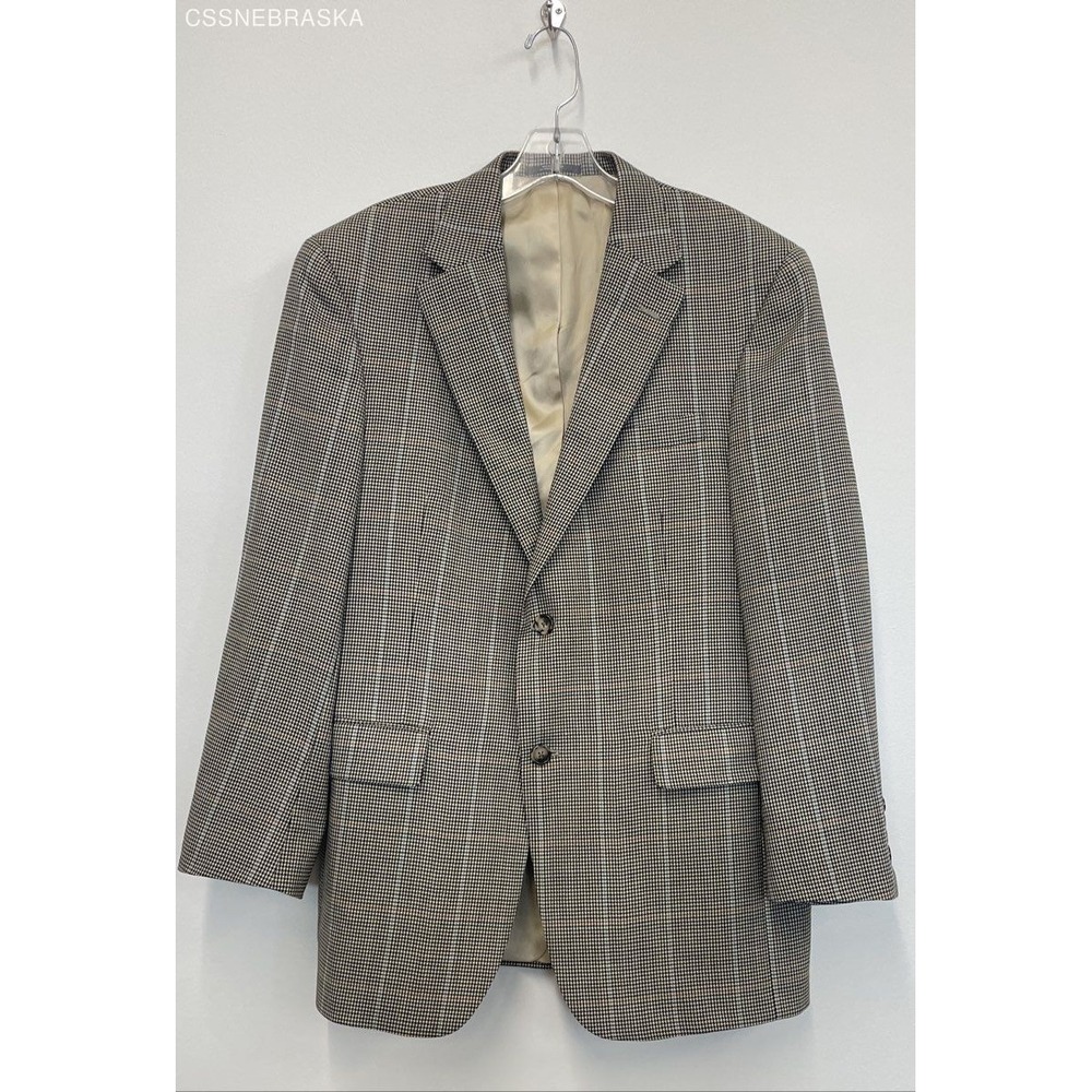 Austin Reed Tan Men's Glen plaid Suit Blazer Made in‎ USA - Size 40R